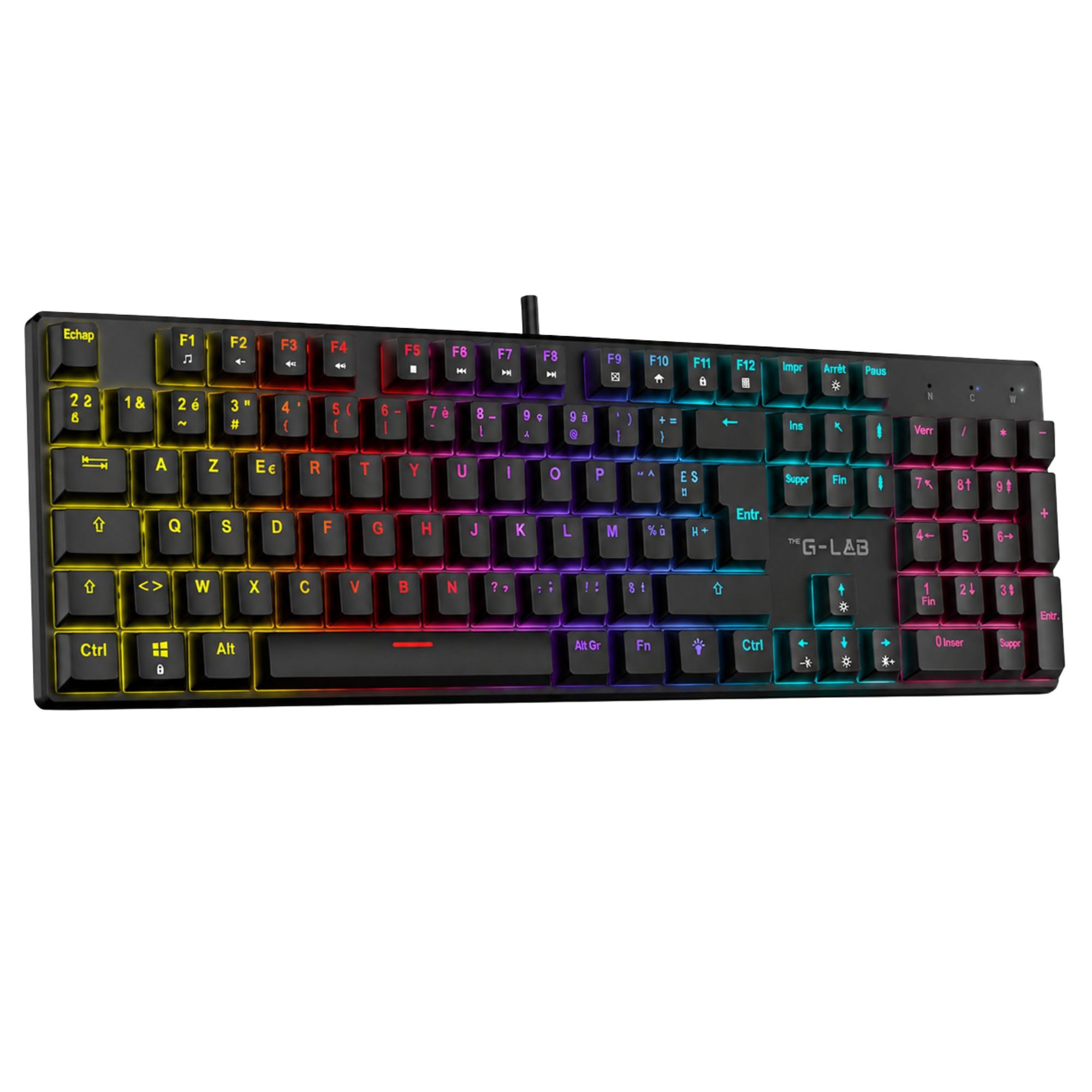 The G-Lab Keyz Radium - Clavier Gamer Mécanique Red Switch AZERTY FR | AZERTY FR, Filaire, Switch Rouge Linéaire, Anti-Ghosting 26 Touches, Rétroéclairage Rainbow 20 Modes, PC/PS4/PS5/Xbox