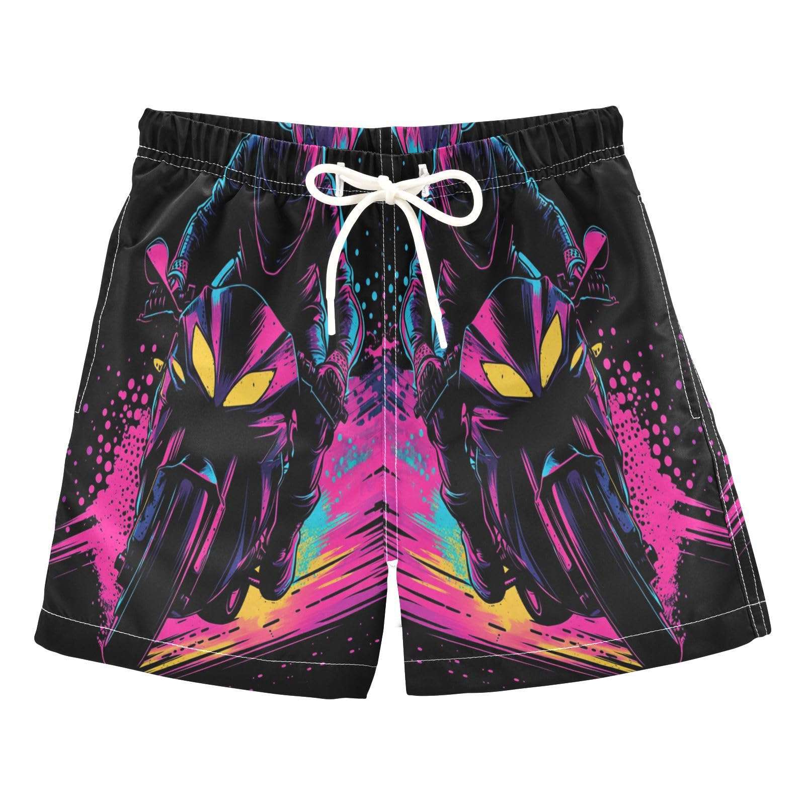 Jucciaco Boys Swim Trunk Quick Dry Beach Board Shorts Motocross Speed Doodle Swimwear for Kids Multicolor