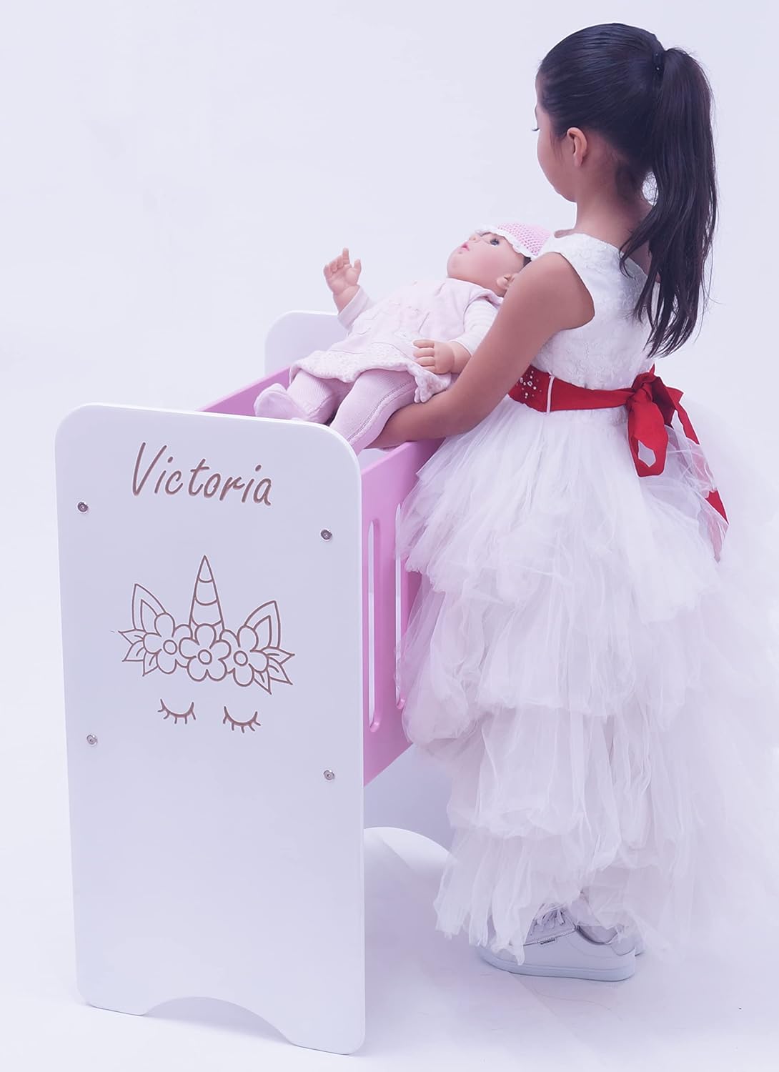 Personalised Baby Reborn Toy Crib with Your Child's Name@