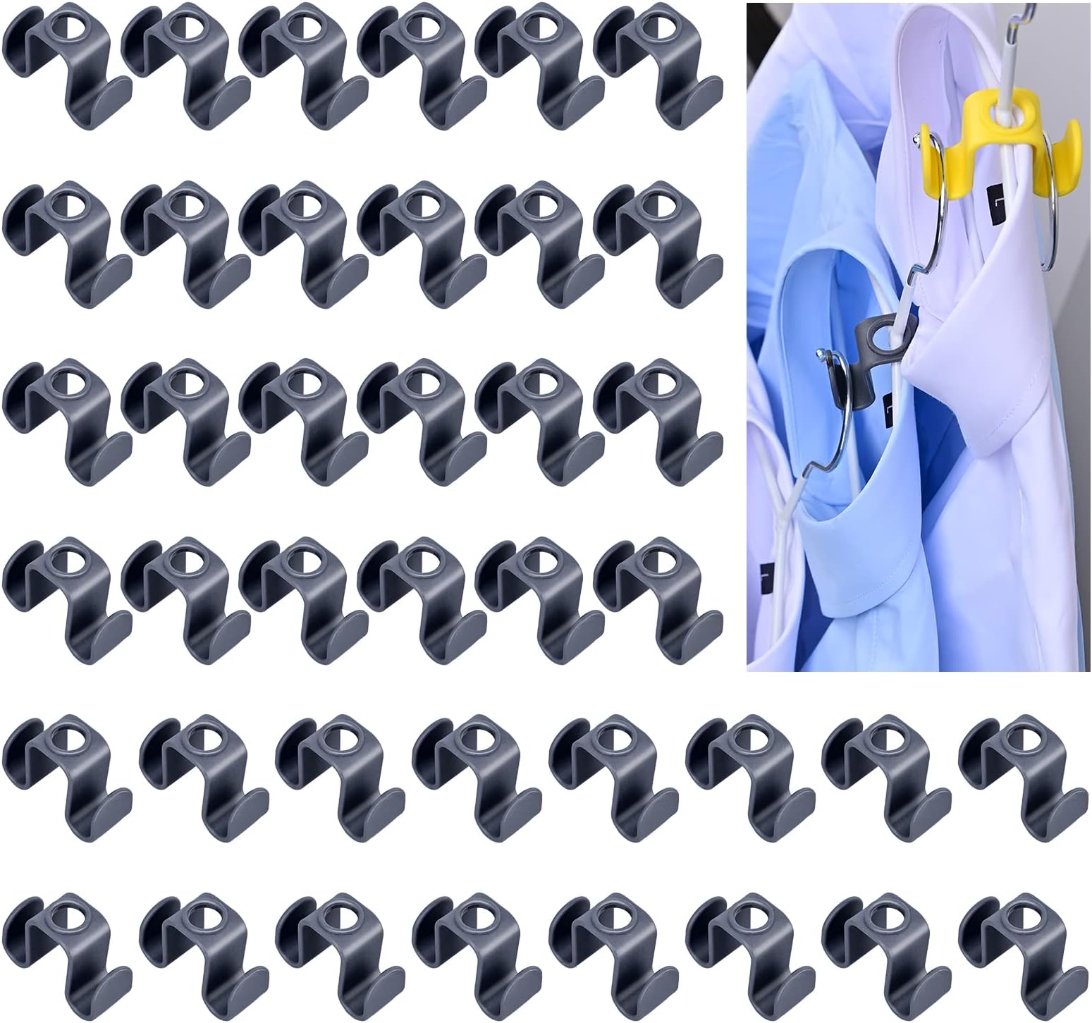 40 Pack Double Sided Clothes Hanger Connector Hooks, Space