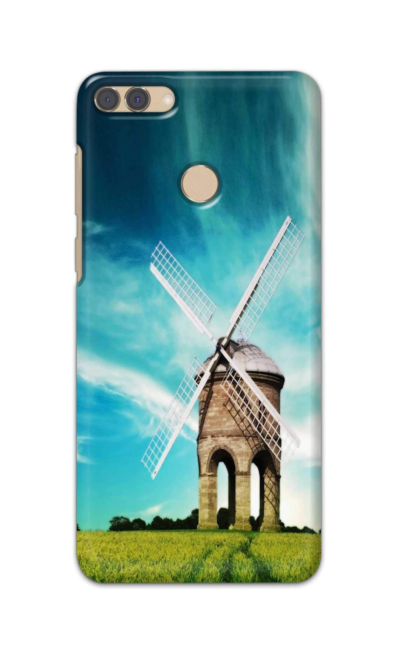 PradhCases Old Windmill On Hill in Sunny Day Hard Printed Designer Case for Huawei Y9 (2018) Back Cover MSP1869