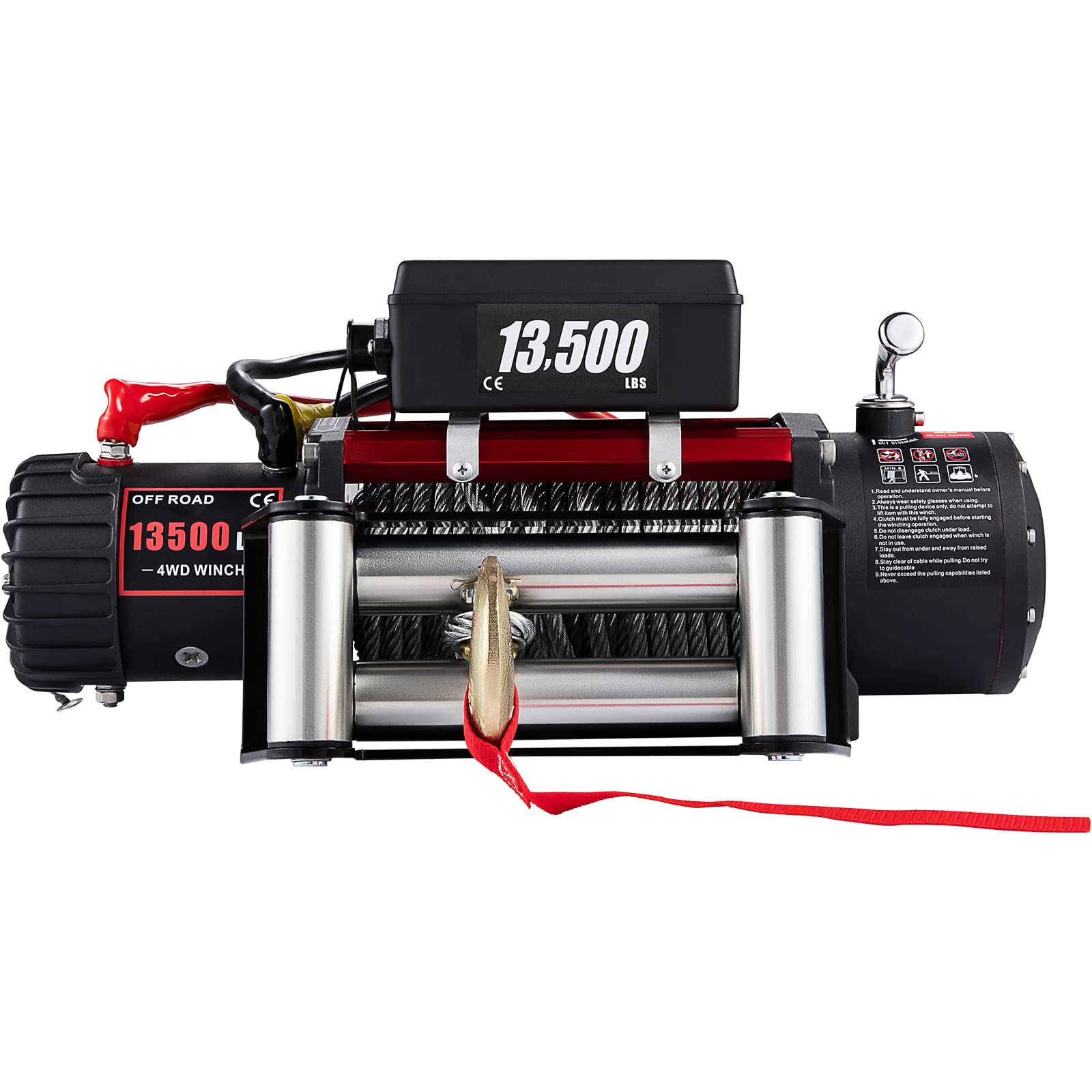 VEVOR Cabestrante Eléctrico 13,500 lbs / 6123.5 kg 12 V, con Cuerda de 24 m, Cabrestante Eléctrico, Polipastos Eléctricos con Control Remoto Inalámbrico (Cuerda de Acero Avanzada)