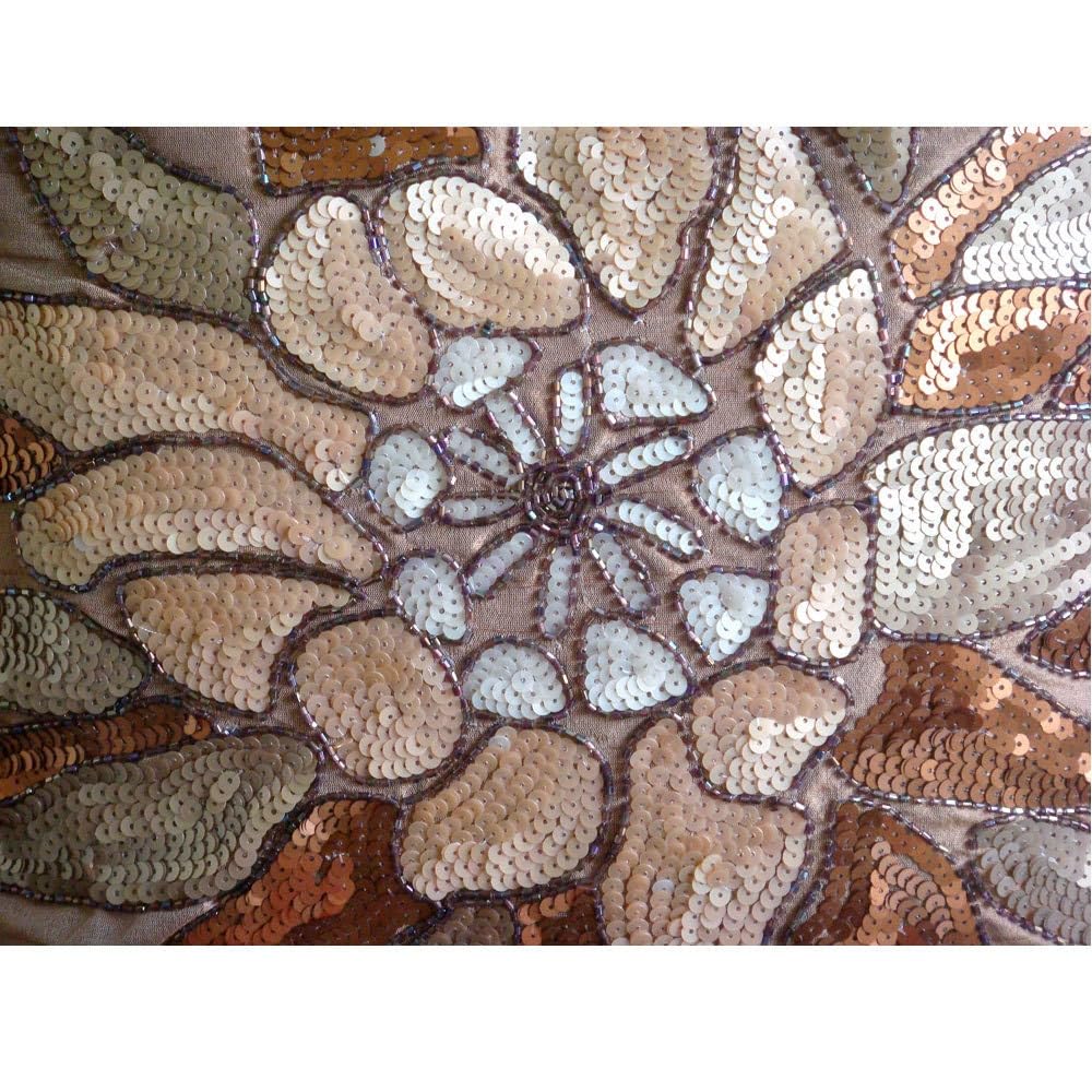 The HomeCentric Marron Taies Euro Couvertures, lot de 2, 65x65 cm Taies D'Oreiller Euro, Paillettes Et Perles Fleur Thème Floral Euro Taies, Soie Euro Imposture, Floral Contemporain - Spark Attraction