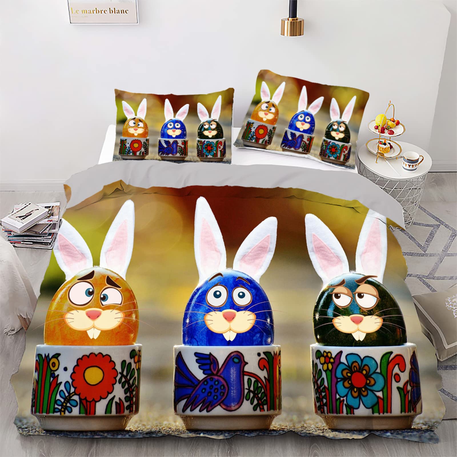 Housse de Couette 240 x 260 Lapin Coloré pour une Chambre Adulte Moderne