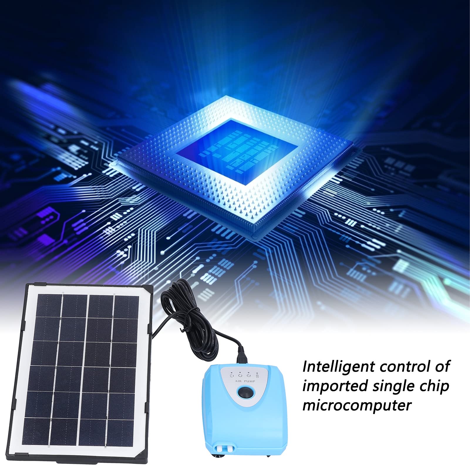 Solarbetriebener Oxygenator, Wasser-Sauerstoffpumpe, geräuscharm, großes Luftvolumen, Teichbelüfter für Aquarien, Fischtanks, Angeln im Freien, Messing-Kunststoff, 3,5 W, 4000 mAh