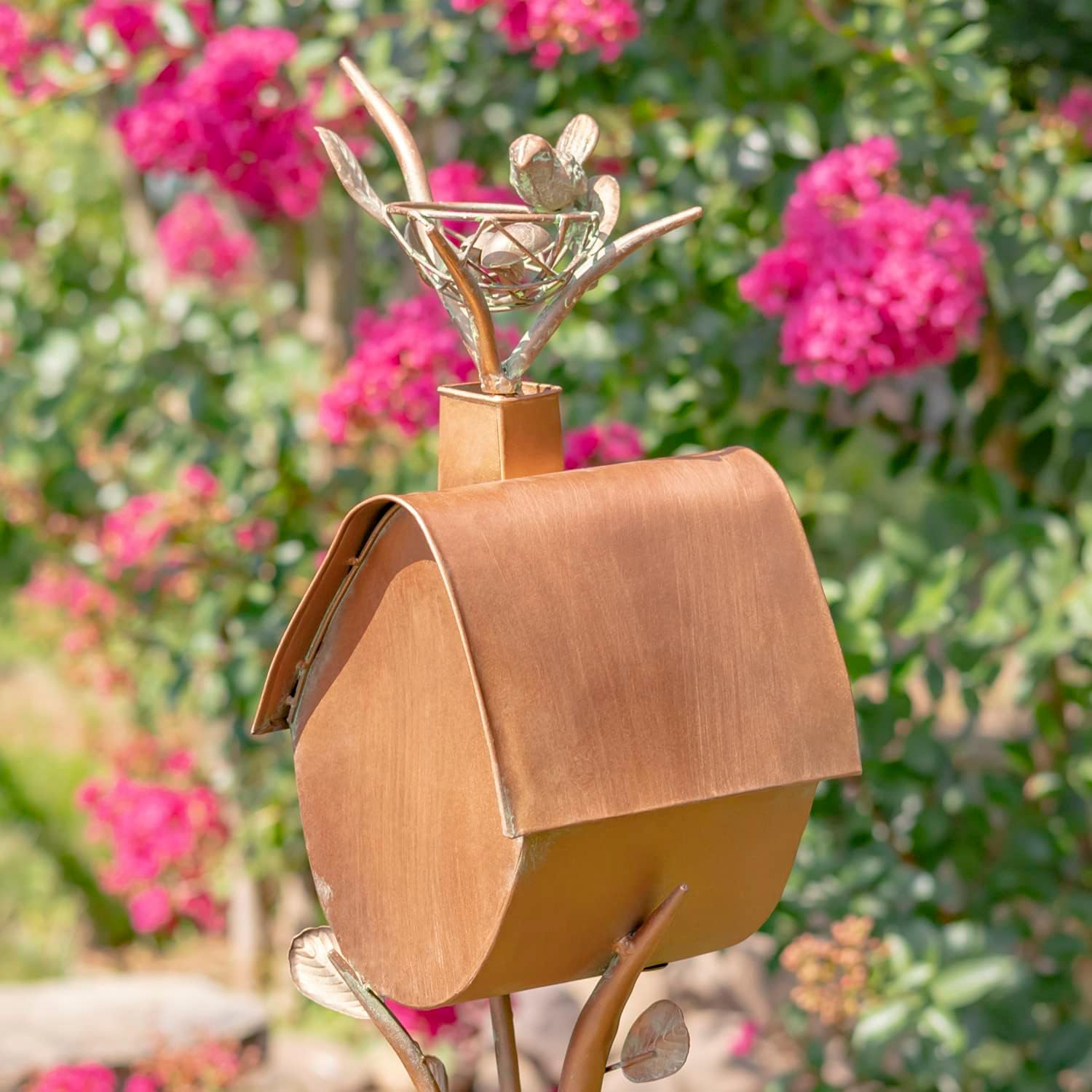 Zaer Ltd. Large Copper Colored Birdhouse Garden Stakes (Oval Shape)
