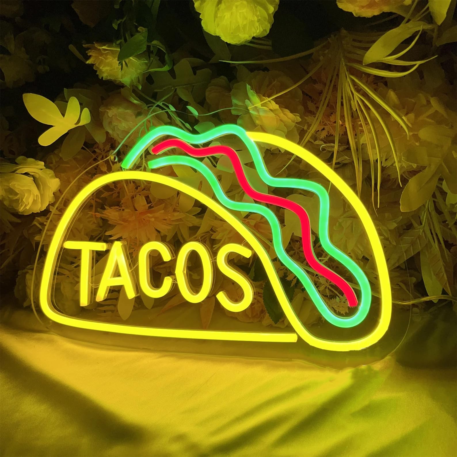 Letrero de Tacos de Neón LED Luces de Neón de Tacos para Decoración de Pared de Restaurante de Comida Mexicana Decoración de Tacos de Neón Iluminado Alimentado por USB Letreros de Neón para Bar de