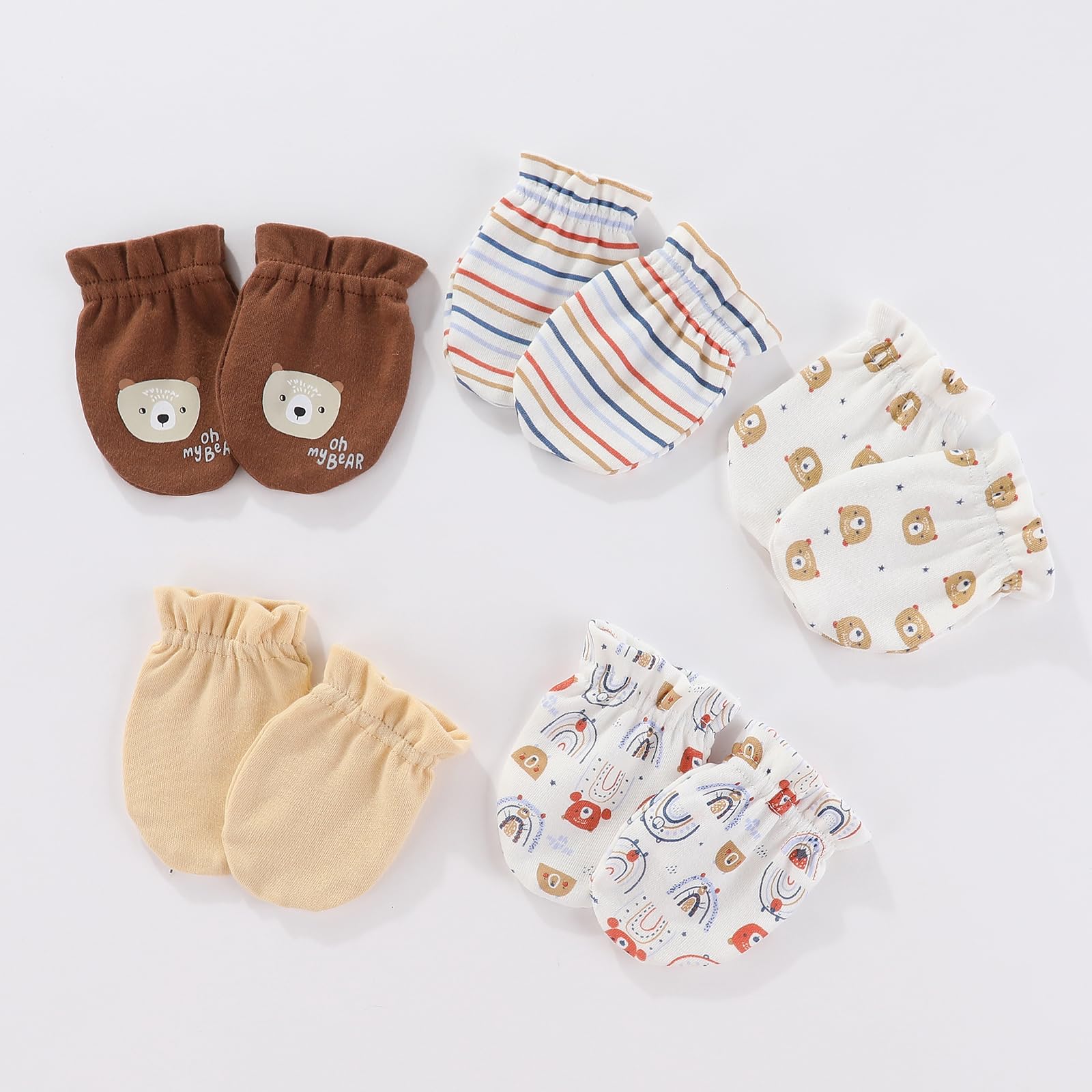 Ruliby Baby Hat Mitten and Sock Set Gorro, Juego de Accesorios de Oso 1 + Calcetines en Color Topo, 0-6 Meses Unisex bebé