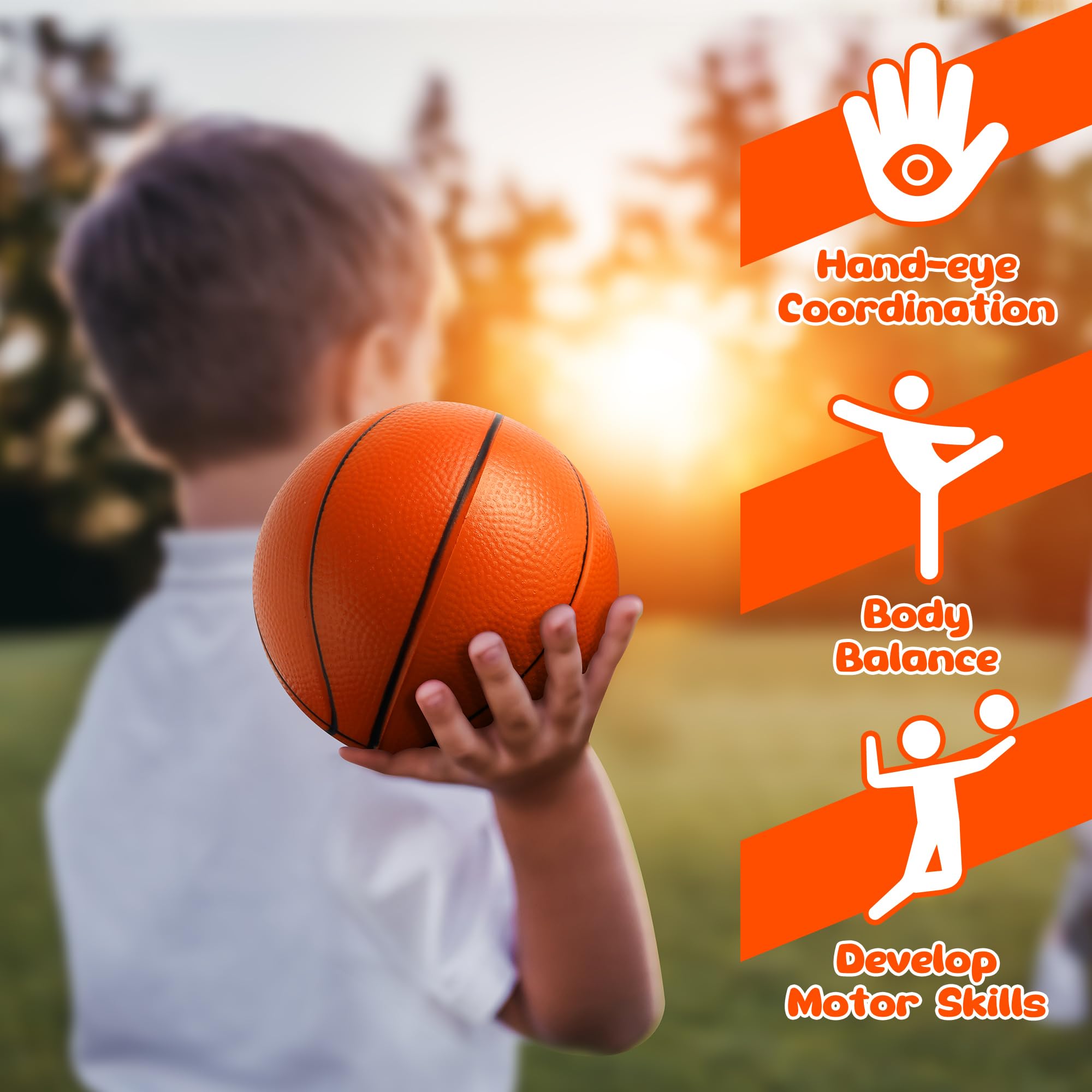 Billeeit Set de 6 Mini balles Sportives Mousse pour Tout-Petits, Premier Sac de Sport dès 3 Ans, Comprend 1 de Chaque : Foot, Tennis, Basket, Football américain, Baseball, Volley (3,5")