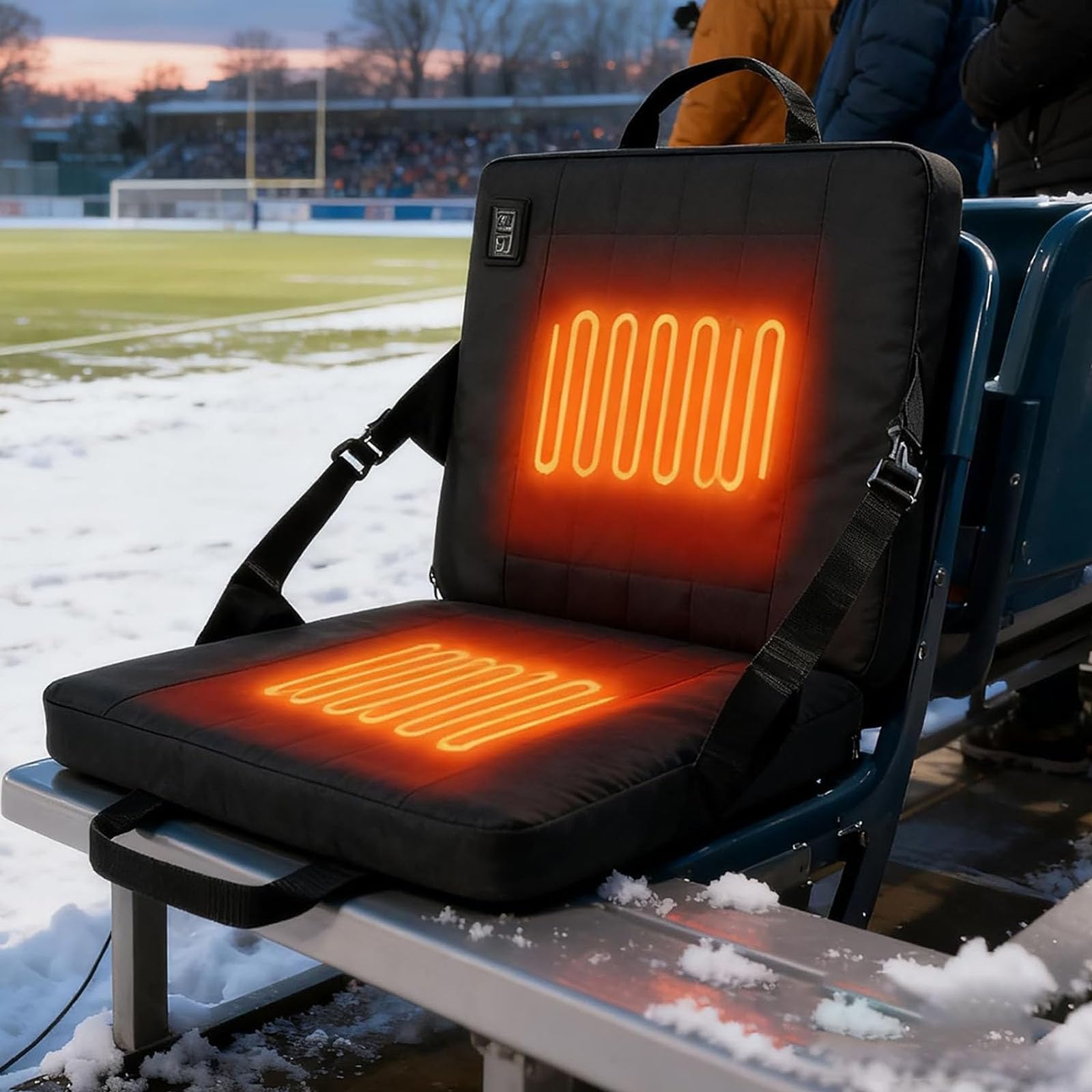IMOYBBR Heated Stadium Seat Cushion, Portable Bleacher Heating Pad With 3 Level Temperature Control For Camping Hiking Beach Trips And Outdoor Sporting Event Seating Use