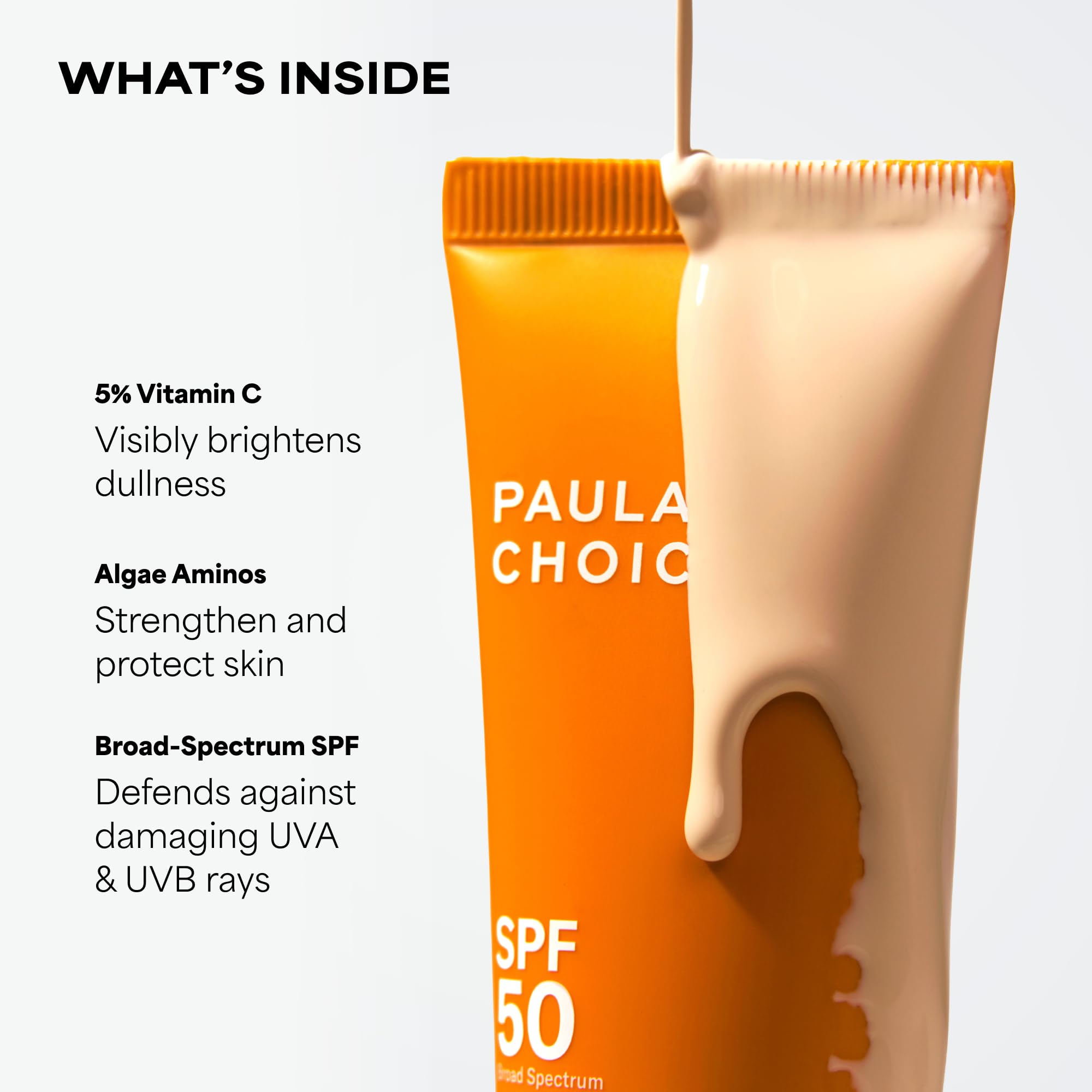 Paula's Choice 5% Vitamin C Sheer Sunscreen for Face, SPF 50 Face Sunscreen, Moisturizing, Lightweight Invisible, Prevents Dark Spots, No Cast, All Skin Types, UVA/UVB Protection, Fragrance-Free, 2oz