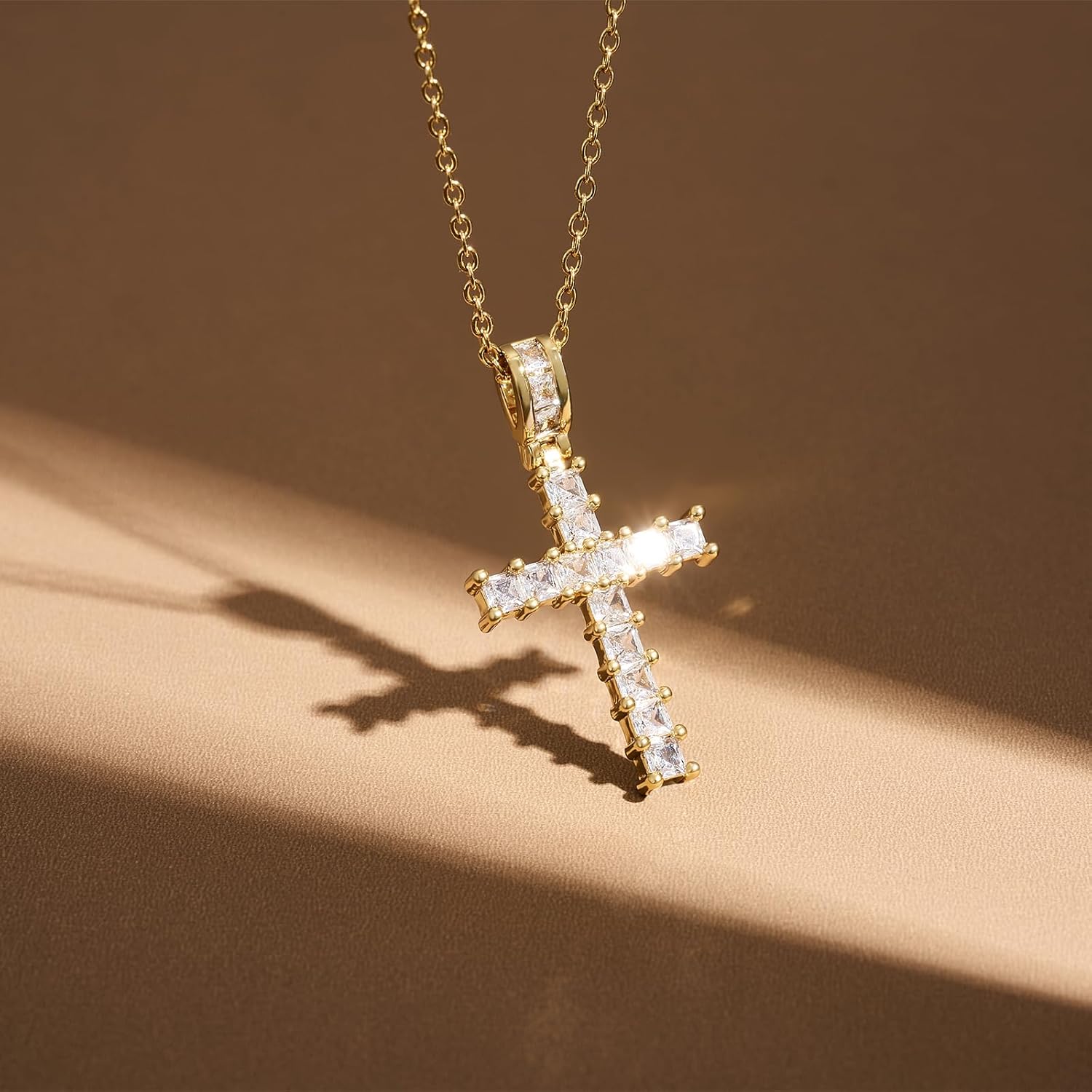 KissYan Cross Necklace for Women, 14K Gold Plated Cubic Zirconia Faith Pendant Dainty Religious Jewelry Gifts - Image 5