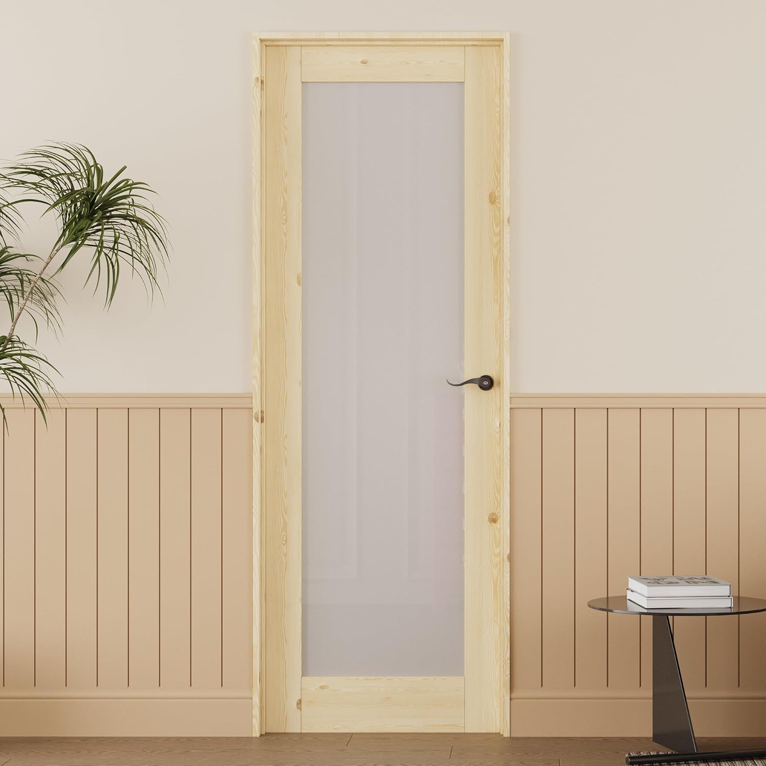 Pine Wood French Door Jamb Frame Kits, Multi-Size Adjustable Jamb (Supports a Width of Up to 72''), Assemly Required, Complete with 6 Black Hinges & Door Seal Strips & Pre-Drilled Top Latch & Levers
