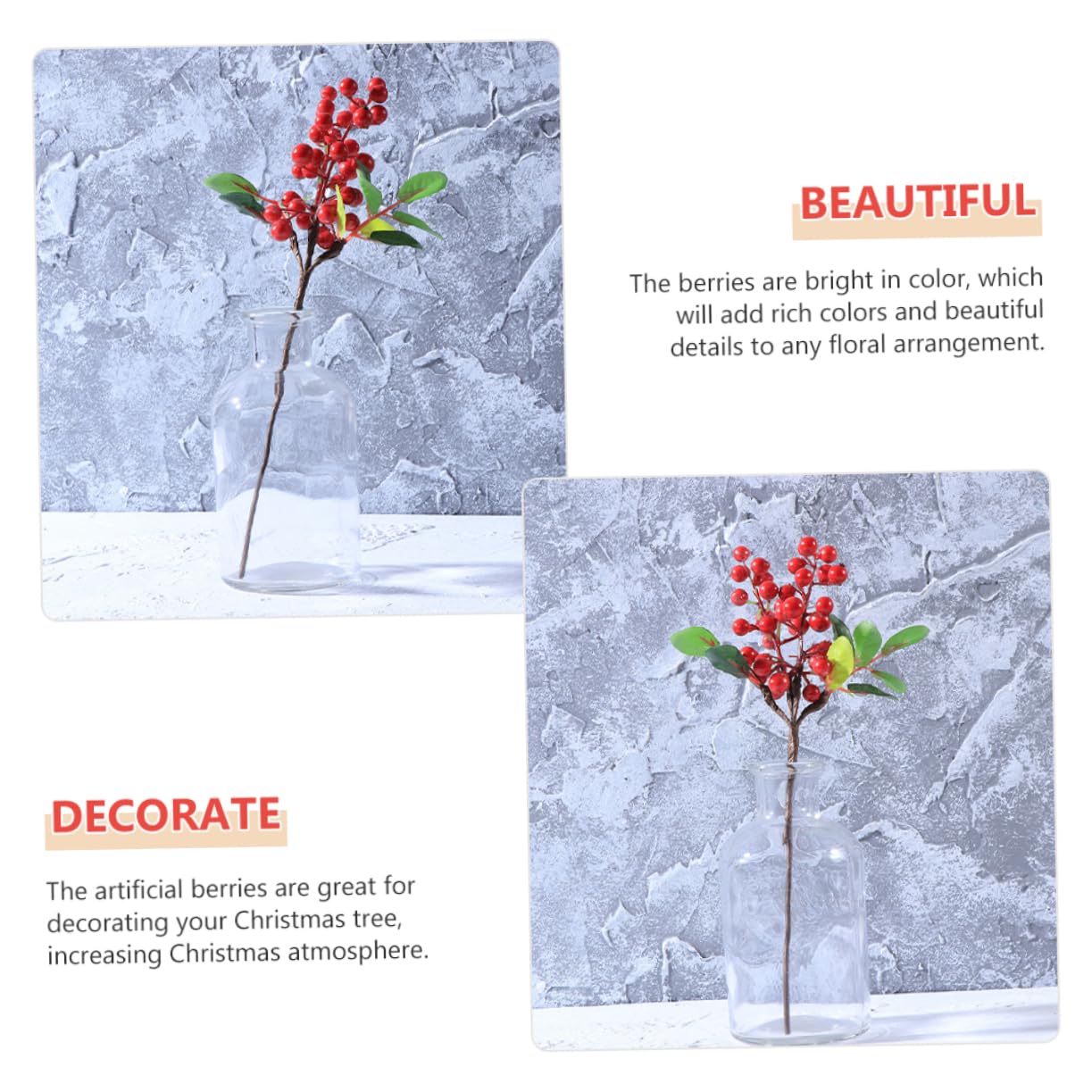 DECHOUS 20pièces Tiges De Baies Artificielles pour Noël Picks De Baies De Houx Décorations Festives pour Maison Et Fêtes