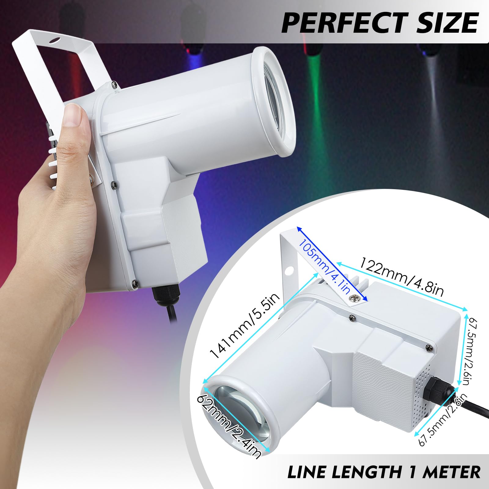 WECAN Disco Ball Spotlight,Mini Led RGB Mirror Ball Pin Light - Image 3