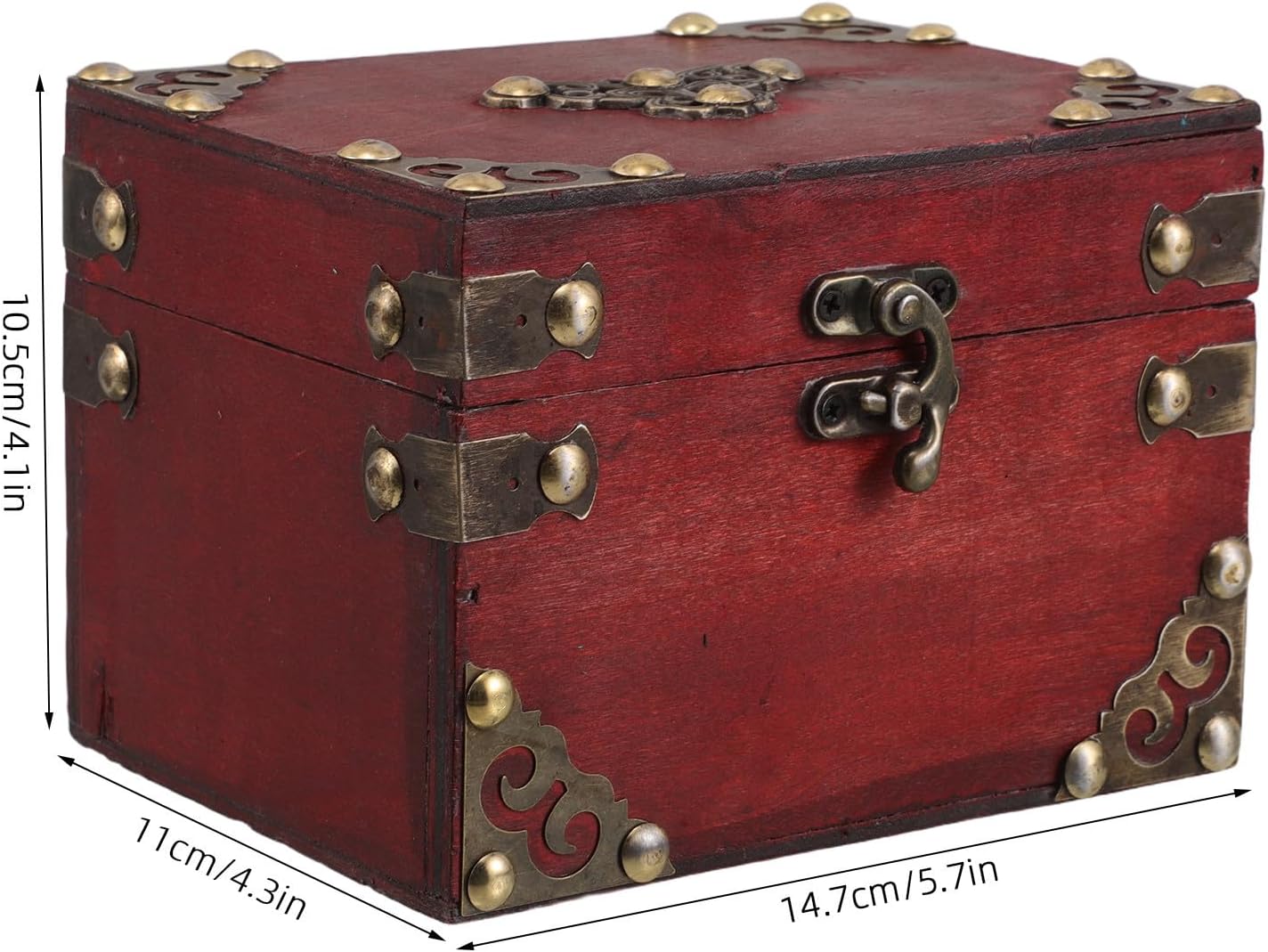 Didiseaon Vintage Wooden Jewelry Box with Lock for Women Red image 2