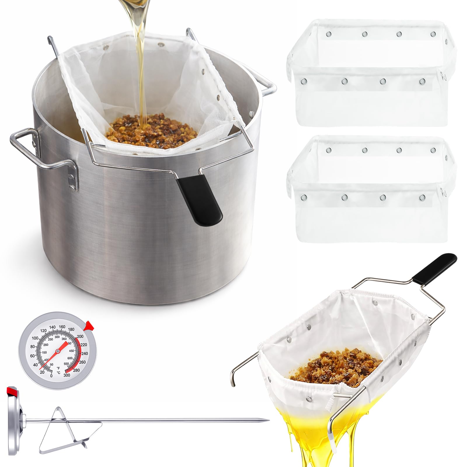 Suclain Fritteusen-Filterbeutel mit Rahmen, wiederverwendbares Speiseölsieb für 31,8 kg Speiseöl, leicht zu reinigendes Netz, um Krümel für den gewerblichen Gebrauch zu Hause, mit 1 professionellen