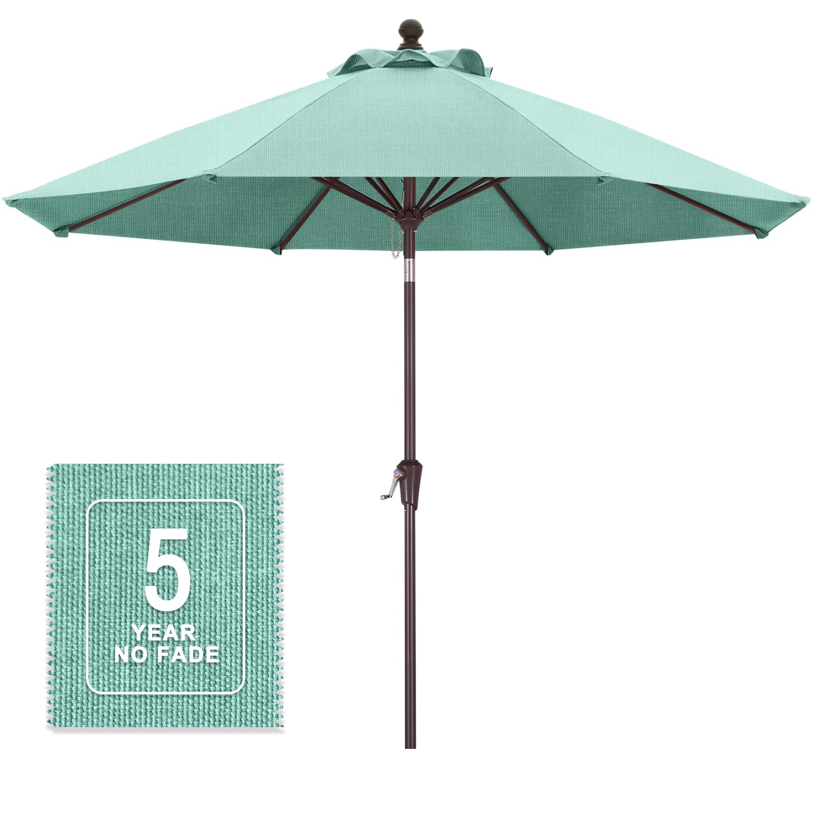 MasterCanopy Olefin 5-Year-Non-Fading Outdoor Patio Umbrella,Large UV Resistant Umbrella for Market Table -8 Ribs (2.7M,Light Blue)
