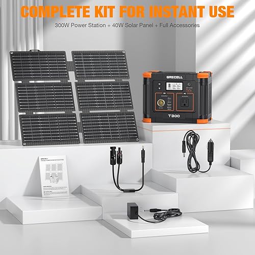 Miniatura 8 de Grecell Estación de energía portátil de 330 W (pico 600 W) con panel solar de 40 W, generador solar GRECELL de 230.88 Wh, 60 W USB-C PD, salida de