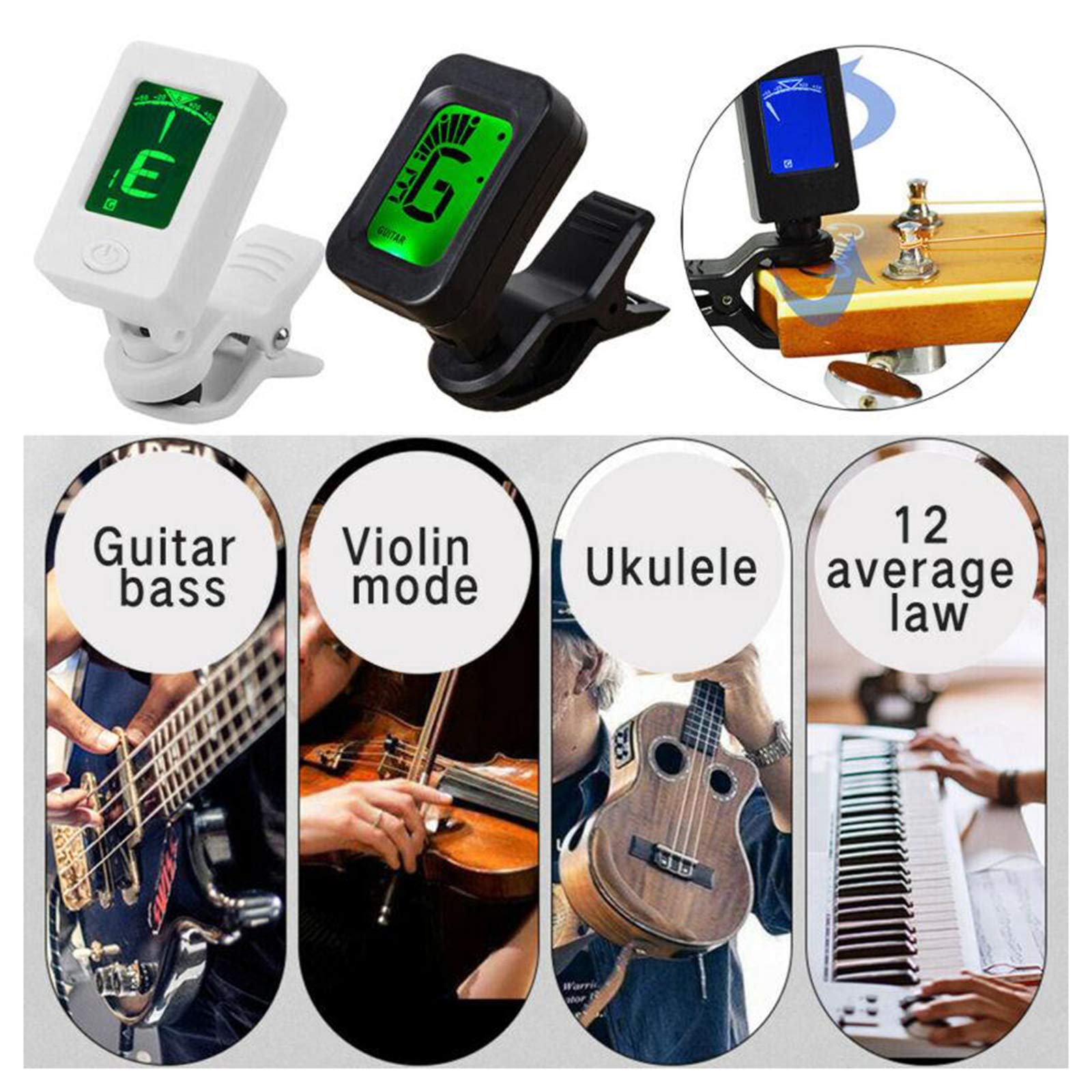 10 set Mini Accordatore Digitale Clip Rotabile Accessori Sensibili per Chitarra Basso