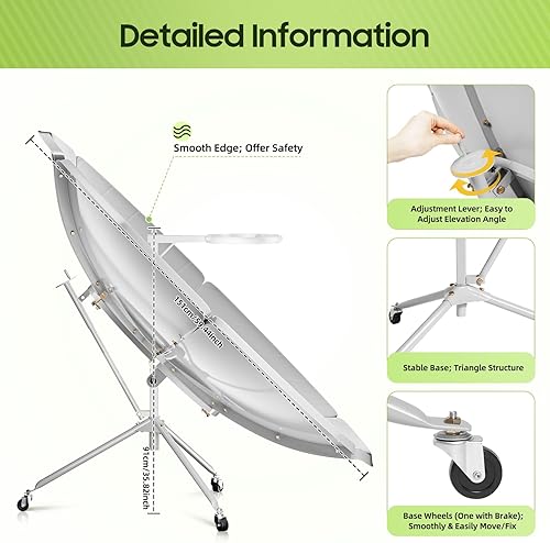 Miniatura 7 de Cocina solar portátil de 59.05 pulgadas, horno solar para campamento, horno solar, cocina para caravana, para todas las estaciones, al aire libre,