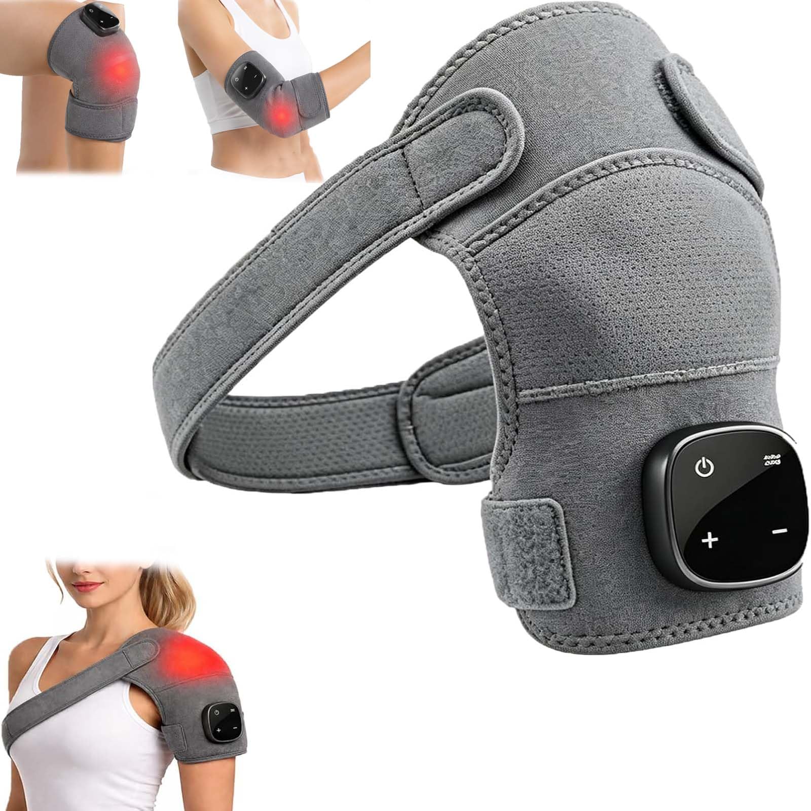 Relevo 3-in-1 Schultermassage, Relevo Triple Method Schulter-Massagegerät mit LED-Anzeige, Kabellose Schultermassage Gerät mit Wärme und Vibration (Eins)