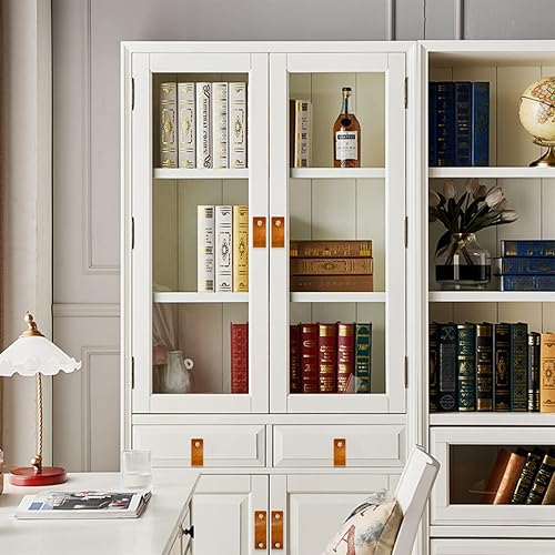 Miniatura 10 de Tiradores de cuero para cajones, paquete de 6 manijas de gabinete marrones para armarios, armarios, aparadores, anticolisión, antiestáticos, incluye