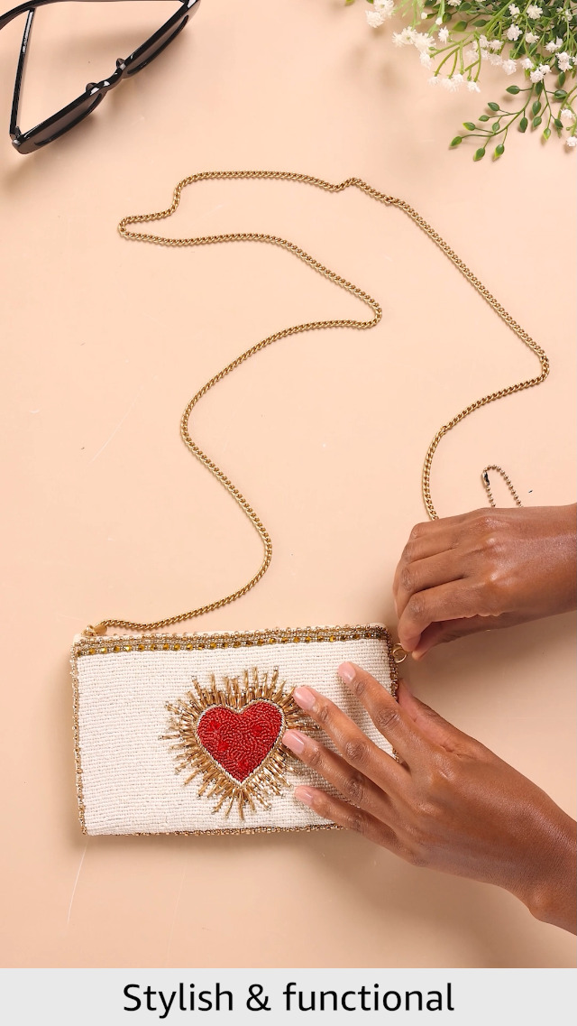 Mary Frances Heart Burst Beaded Crossbody Phone Bag – Heart Design