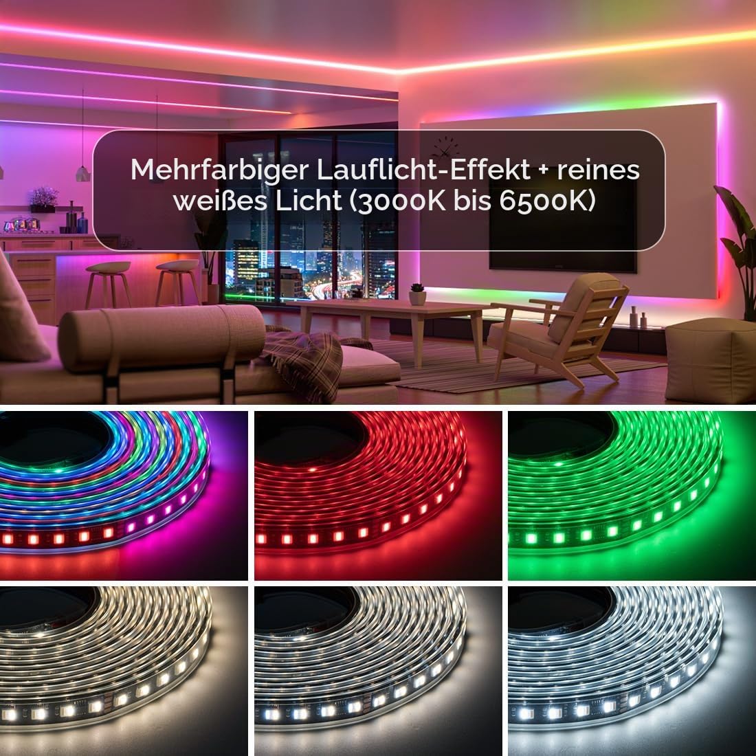 BTF-LIGHTING WS2805 RGBCCT IC LED Streifen 5050SMD Adressierbar Dual Signal LED Band 5M 84LEDs/M DC24V Flexibles Lauflicht Traumfarbe Weiß PCB IP65 für DIY Dekoration(nur Streifen)