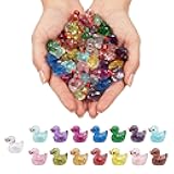 lionwell 100 Pcs Glitter Mini Resin Ducks, Sparkling Tiny Figurines, Small Plastic Animals for Miniature Garden, Aquarium, Micro Landscape, DIY Crafts, Potted Plant and Moss Décor