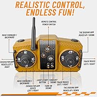 Vista 7 de kolegend Juguete de excavadora a control remoto 3 en 1 de 14 canales, juguete de excavadora RC para niños de 3 a 12 años con balde/garra/taladro