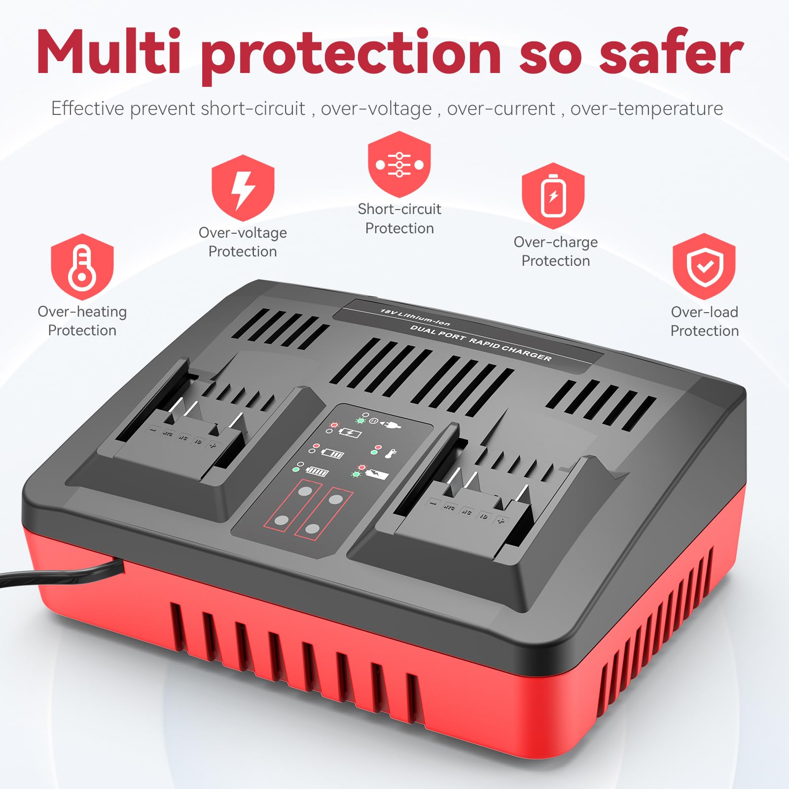 ASUNCELL 3A Cargador de Doble Puerto para Power X-Change de 18V batería de Iones de Litio, Cargador rápido Twincharger, gestión de Carga Inteligente con Pantalla LED