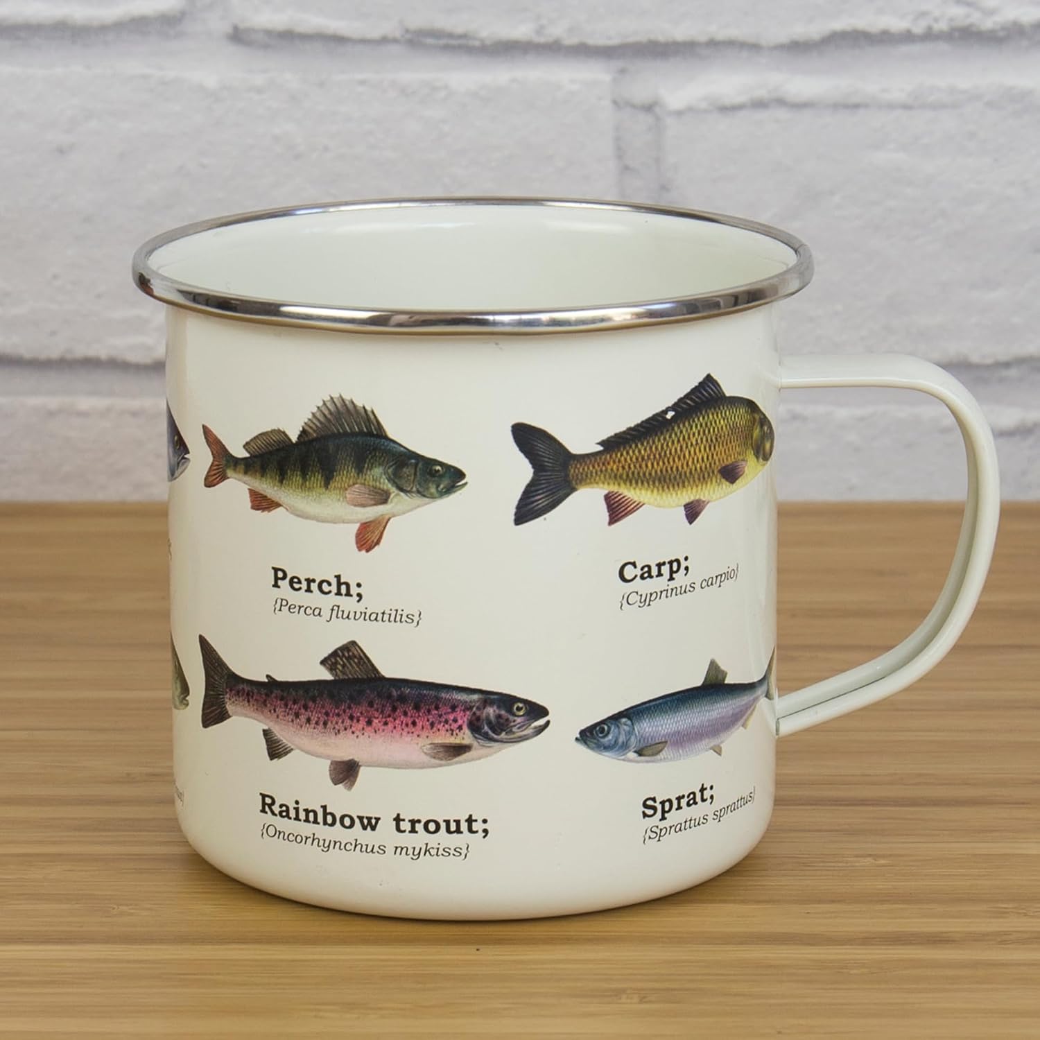 Gift Republic Fish Enamel Mug, 1 Count (Pack of 1), multi, 450 milliliters
