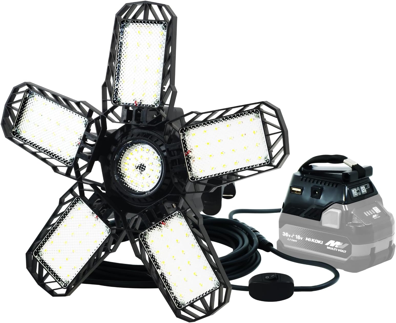 Amazon.co.jp: HEMAJUN led 投光器 32W ハイコーキ バッテリーと互換性あり ライト グリップ式 18V ...