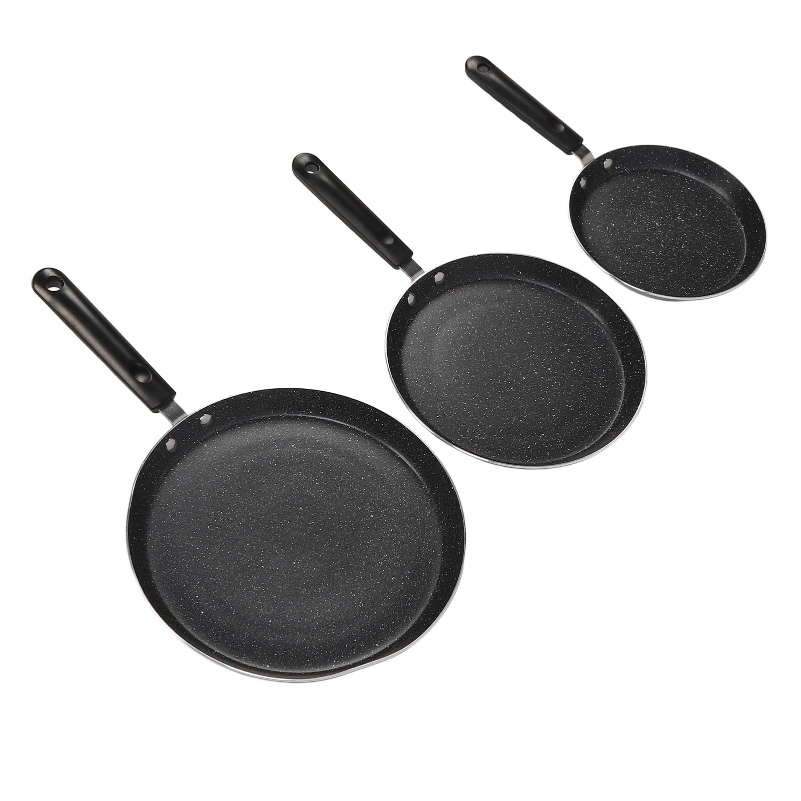 Set di Padelle da 3 Pezzi Pentole Antiaderenti Leggere in Lega di Alluminio per Casalinga e Viaggi All'aperto 6" 8" 10"