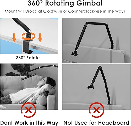 Miniatura 3 de Soporte de tablet para iPad, Kindle, soporte de monitor portátil de 15.6 pulgadas máximo, brazo plegable de montaje de tableta para iPad con base