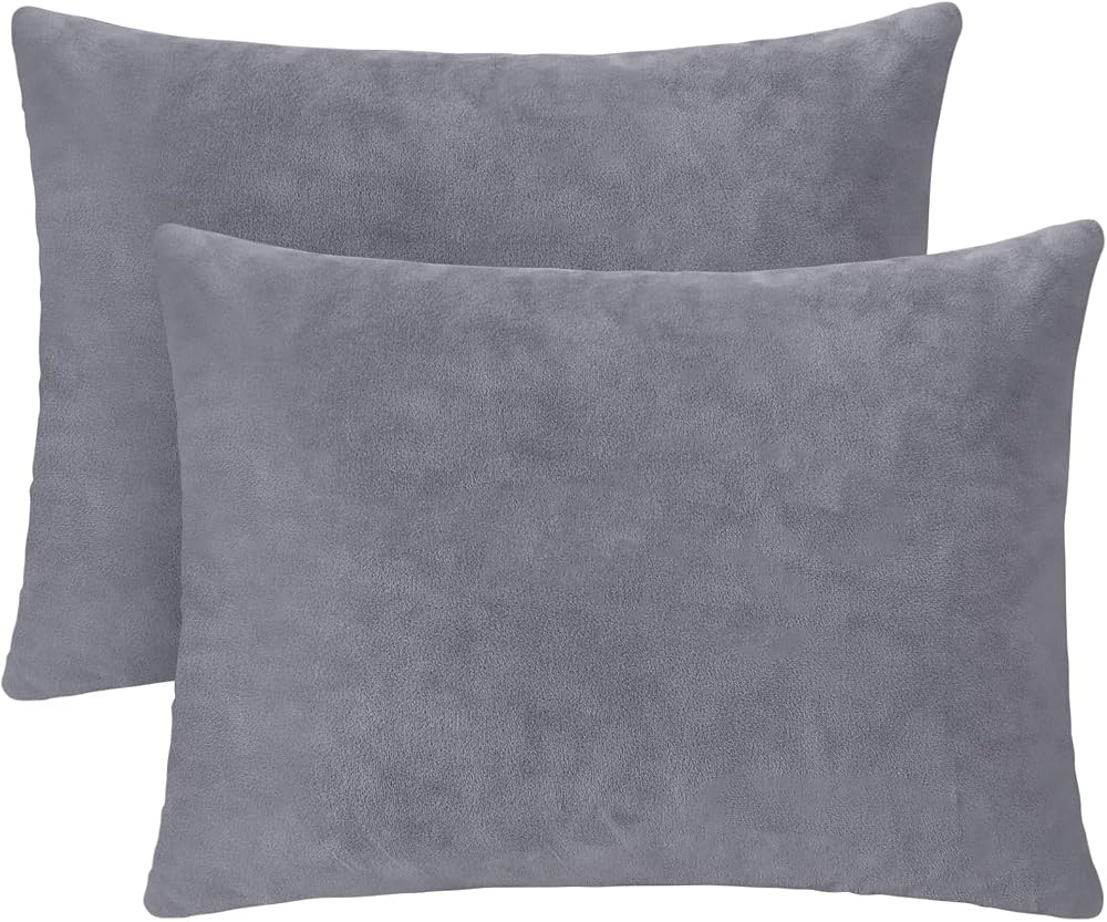 1 MIDDLE ONE 2 Pack Small Pillow, 16 X 12 Inches, Memory Foam Mini Pillow for Travel, Camping, Sleeping, Nap and Neck, Knee, Lumbar Support, Tiny Cushion for Pet, Dogs (Grey)