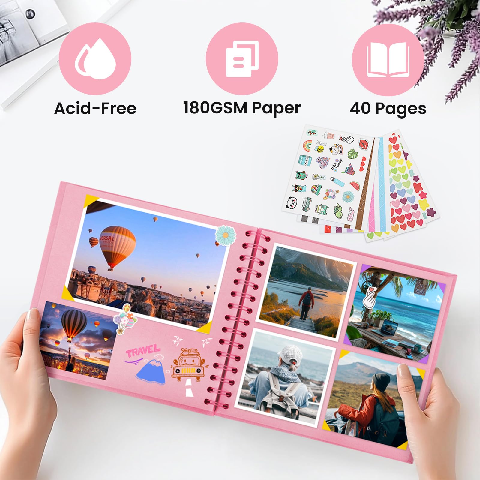 Album Photo Scrapbooking 6 Pouces - 40 Pages Noires Personnalisables Pour Souvenirs Et Cadeaux