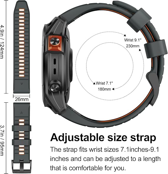 26mm Watch Strap for Fenix 8 51mm/7X Pro/6X Pro/5X Plus/7X/6X/5X