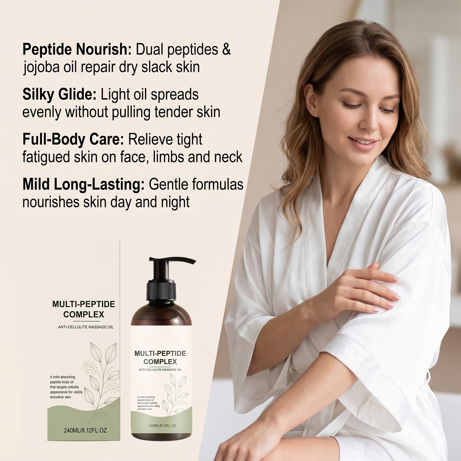 Multi-Peptid-Körperöl, Anti-Cellulite-Öl, zieht schnell ein. (3PCS)