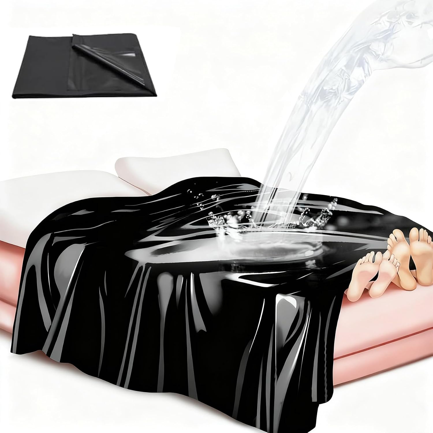 BDSM Adult Play Sheets - Skin-Friendly Material, Non-Slip Design, fits Single/All Bed Types/Double Bed Sizes, Crafted for Intimate BDSM Play (Black)