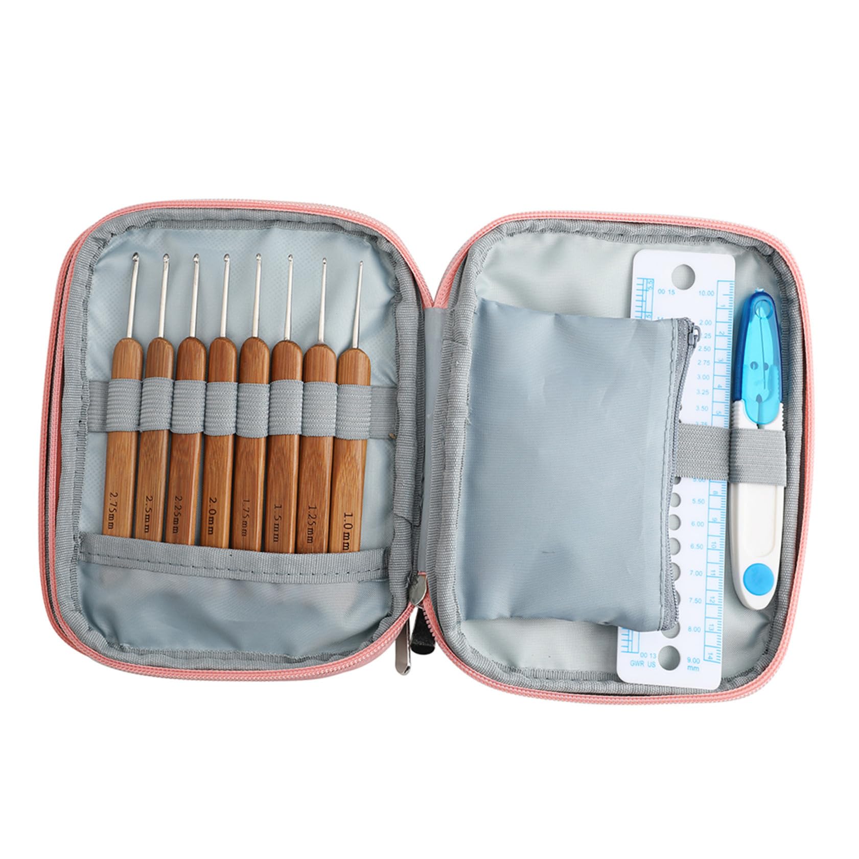 BELLIFFY Set Uncinetto in Acciaio Inossidabile Tpr Manico Morbido Kit per Lavorare a Uncinetto con Borsa per Principianti e Casalinghe