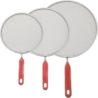 3Pcs Grease Splatter Guard 7.5"/8"/10" Fine Mesh Metal Oil Splatter Guard Galvanized for Cooking, Frying with Hanging Hole