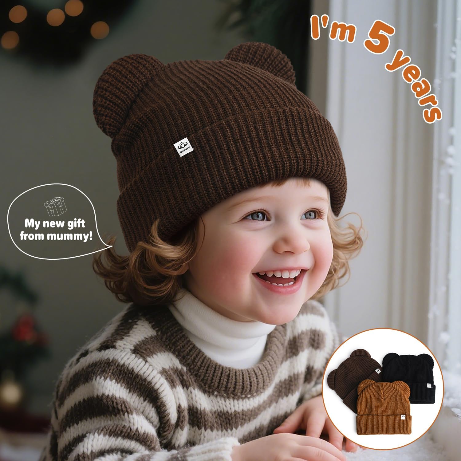 Baby Beanie Winter Knit Hat with Bear Ear for Infant Toddler Boys Girls Children Soft Knitted Hat Skull Cap - Image 3