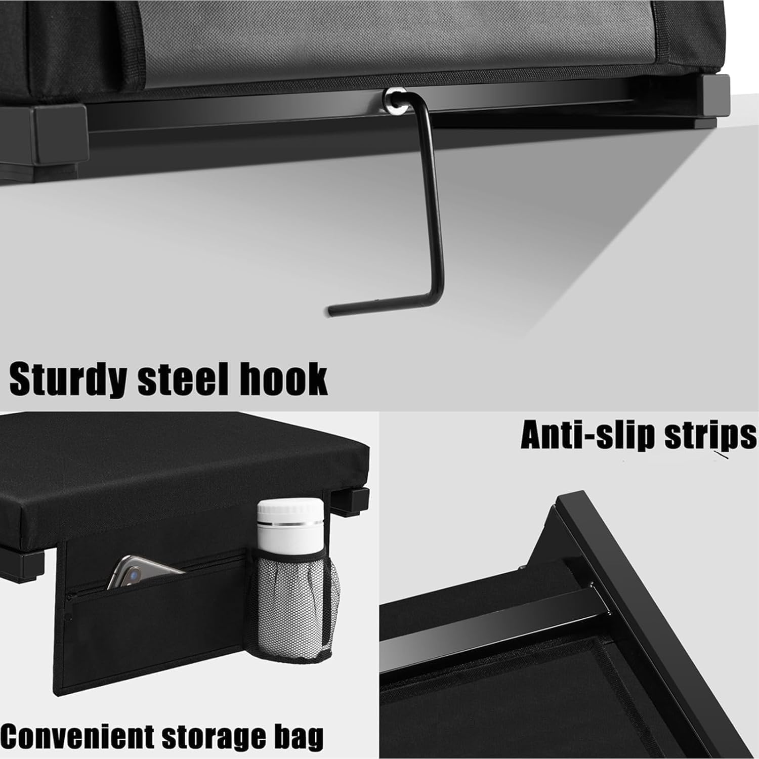 2 PCS Stadium Seats for Bleachers, Portable Folding Bleacher Chairs with Back Support, Perfect Bleacher Cushion with Wide Padded Cushion, for Sports, Outdoor Event, Black - 5