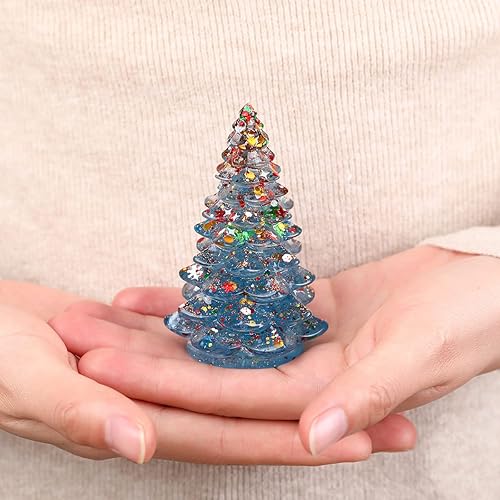 Miniatura 4 de Reyife Figura de árbol de Navidad navideño, decoración de árbol de Navidad, adorno de Navidad para chimenea, centro de mesa con caja de regalo