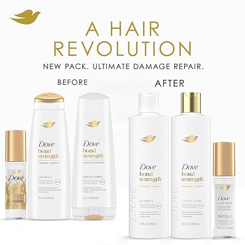 Miniatura 3 de Dove Bond Strength - Juego de champú y acondicionador + paquete de suero para el cabello - Tratamiento de reparación para cabello dañado y