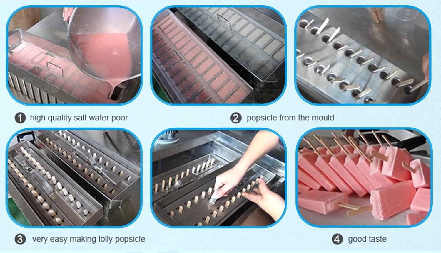 Commercial 2 Slim Mold Ice Popsicle Machine - Stainless Steel Ice Pop Maker, Ice Lolly Machine, Ice Lollipop Making Machine Slim Design Ice Cream Pops with 26 pcs Popsicle Stick/Mold Set