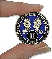 Vista 5 de Moneda de sobriedad de 2 años Chip AA Triplate de Fundadores Ficha de aniversario de celebración de recuperación Regalo de alcohólicos Azul