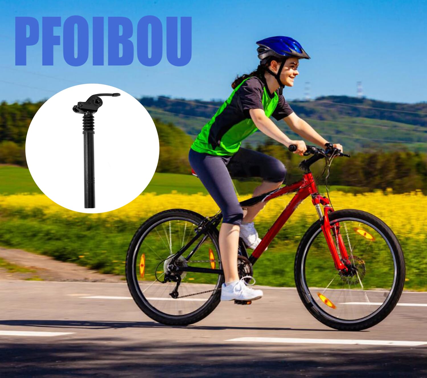 Sztyca podsiodłowa PFOIBOU do rowerów górskich, MTB, szosowych, BMX, eBike, 27,2/28,6 x 300/350/400 mm, aluminium, czarna